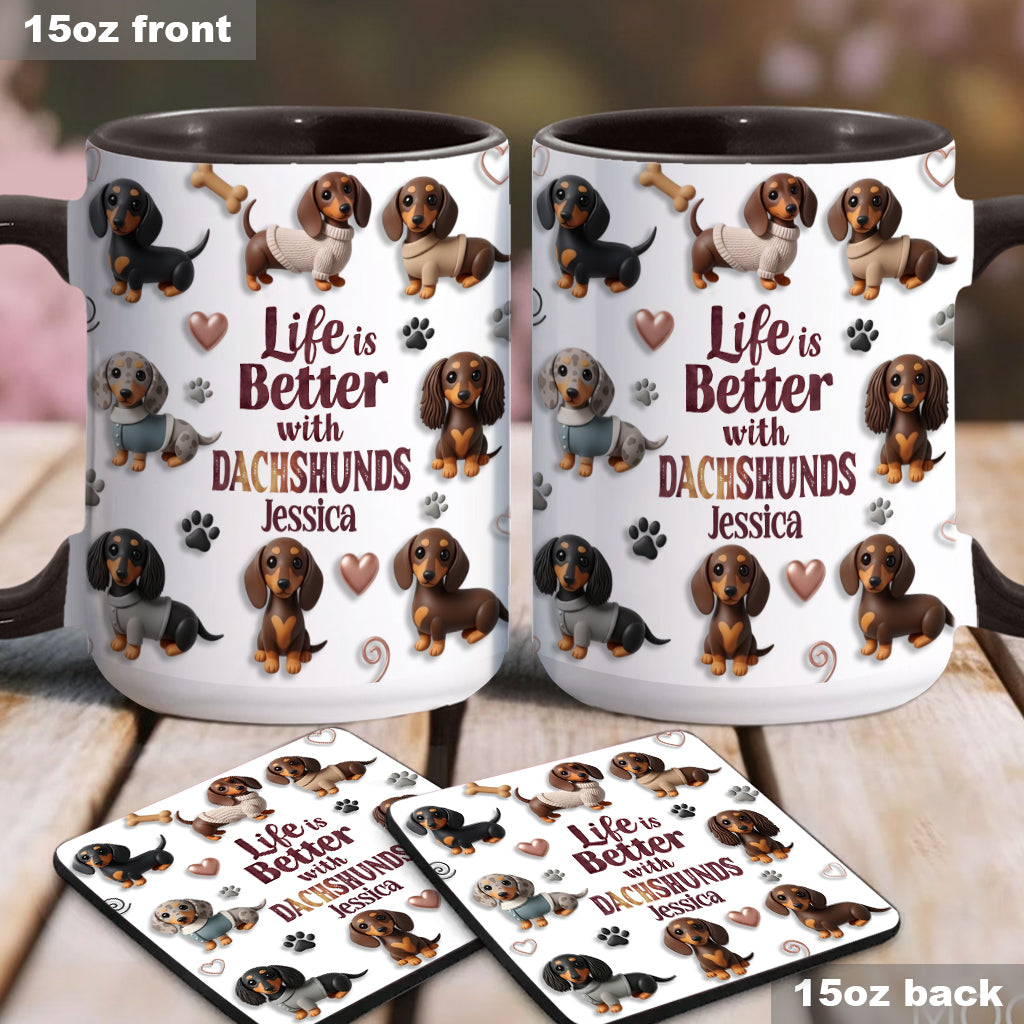 Das Leben ist schöner mit Hunden – personalisierte Tasse mit Hundemotiv