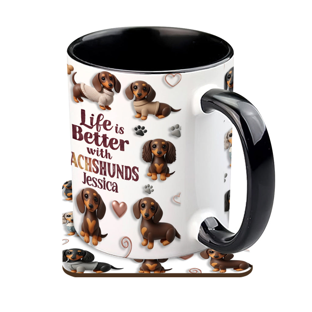 Das Leben ist schöner mit Hunden – personalisierte Tasse mit Hundemotiv
