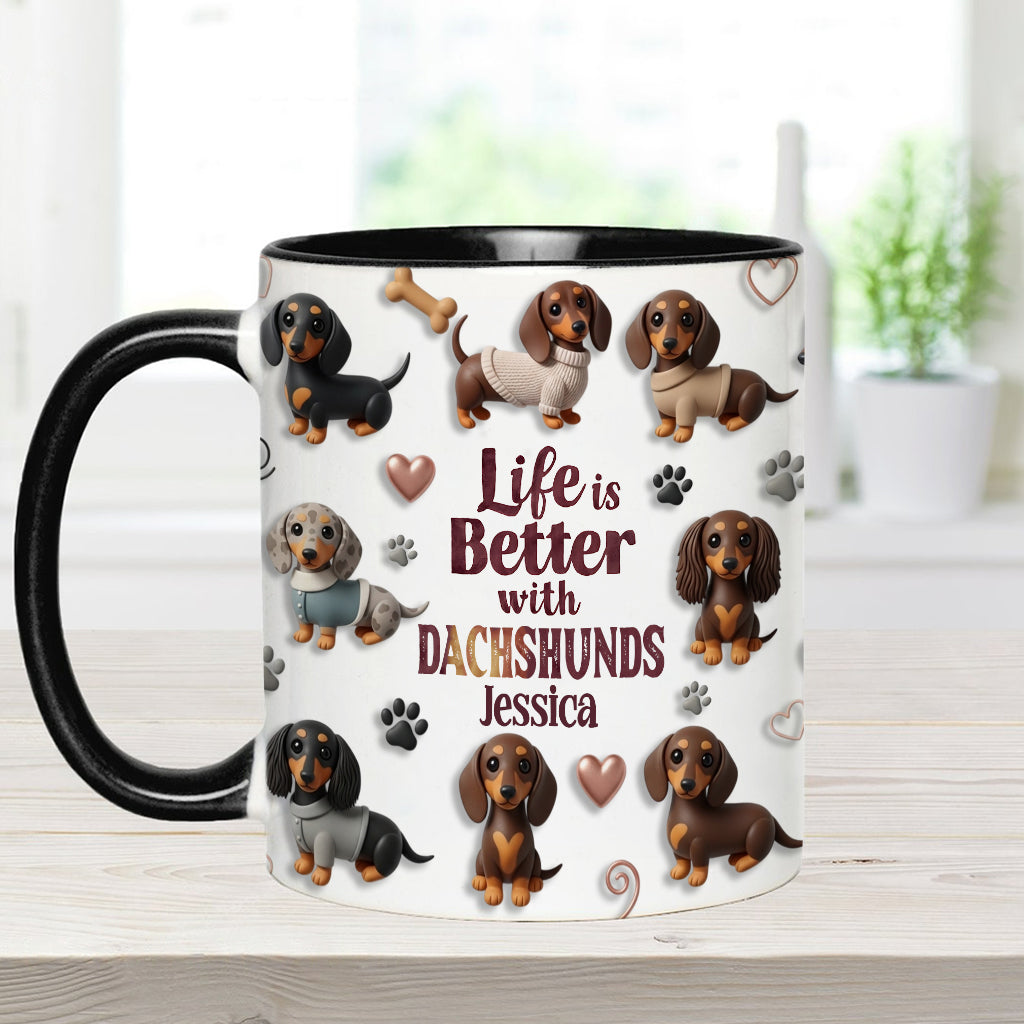 Das Leben ist schöner mit Hunden – personalisierte Tasse mit Hundemotiv