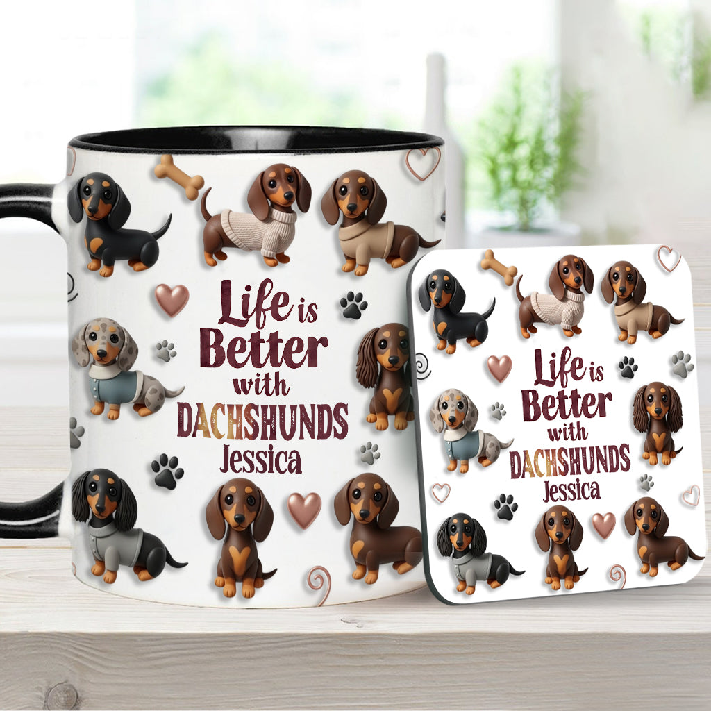 Das Leben ist schöner mit Hunden – personalisierte Tasse mit Hundemotiv