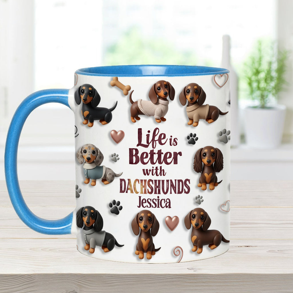 Das Leben ist schöner mit Hunden – personalisierte Tasse mit Hundemotiv