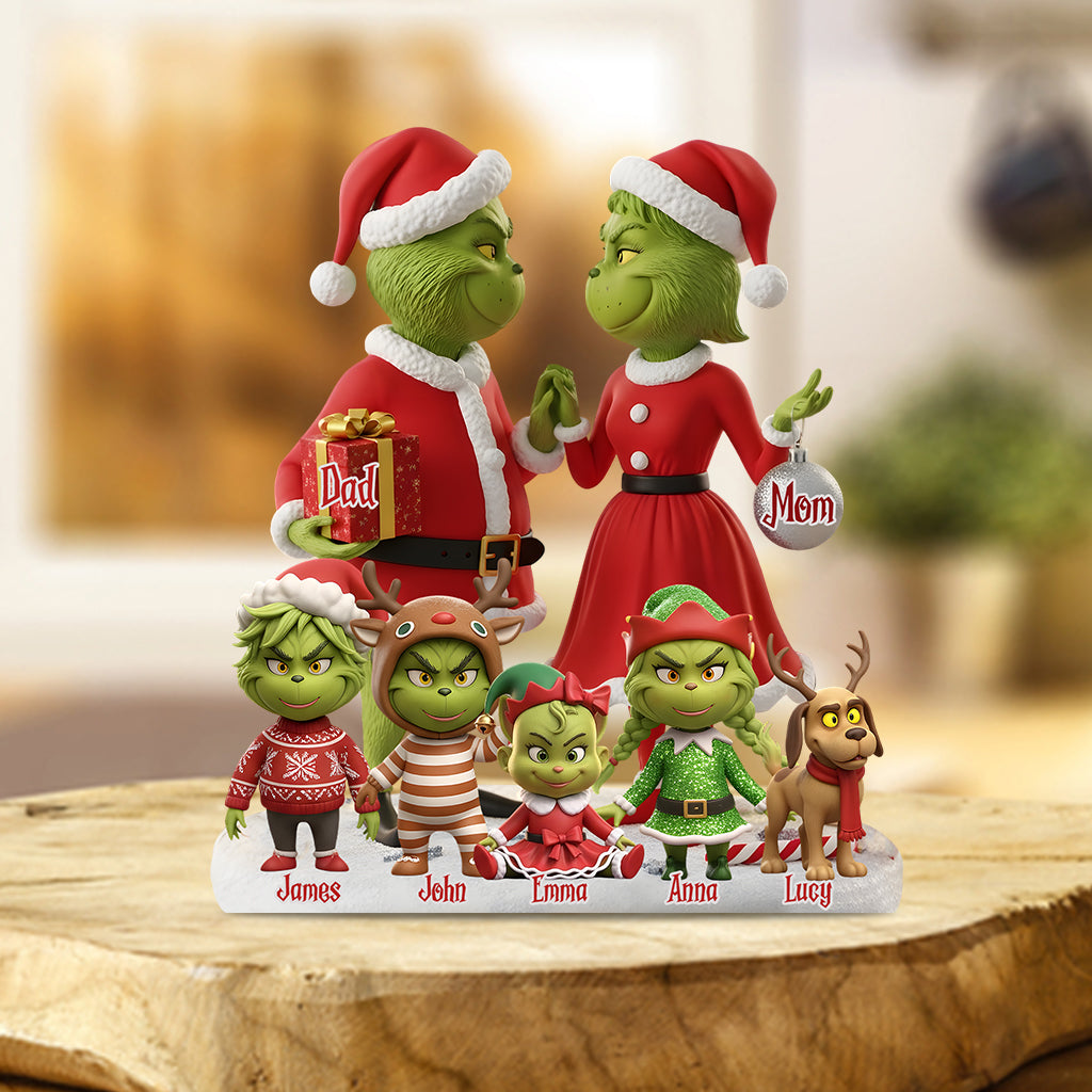 Family Gift Merry Grinchmas - Personalized Stole Christmas Custom Shaped Acrylic Plaque
