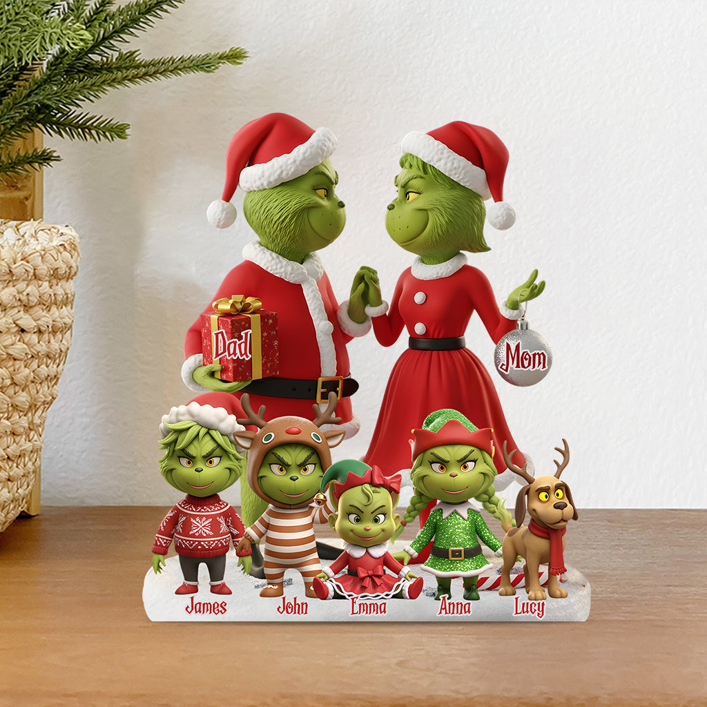 Family Gift Merry Grinchmas - Personalized Stole Christmas Custom Shaped Acrylic Plaque