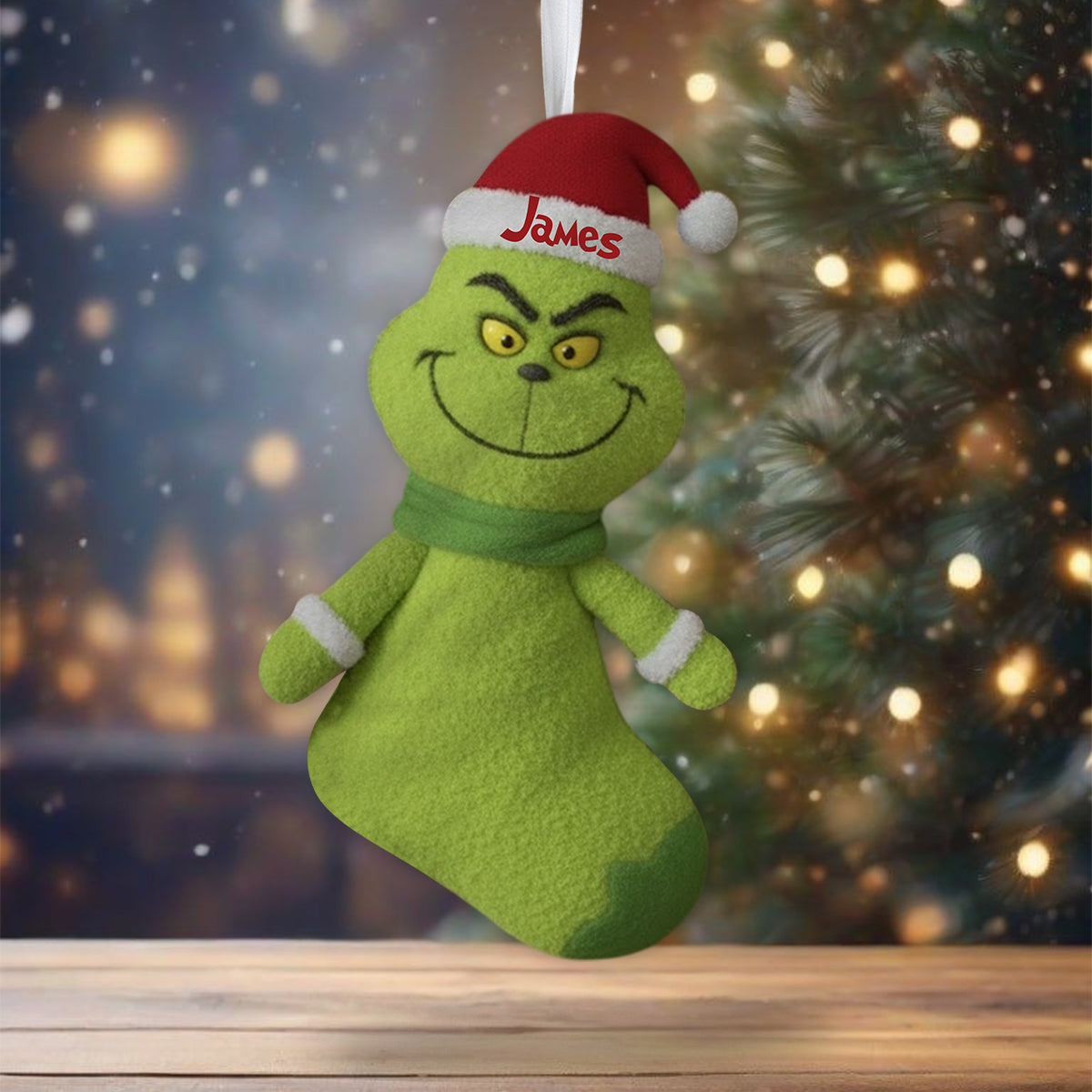 Merry Greenmas - Personalized Stole Christmas Shaped Christmas Stocking