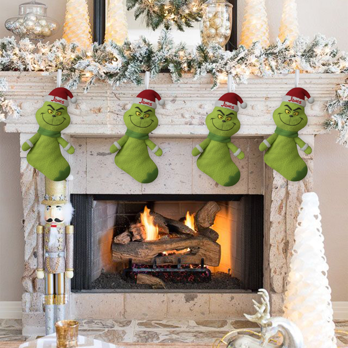 Merry Greenmas - Personalized Stole Christmas Shaped Christmas Stocking