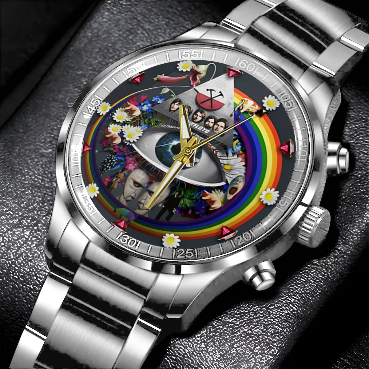 Pink Fl Rockband 60-jähriges Jubiläum - Personalisierte Prism Handuhr