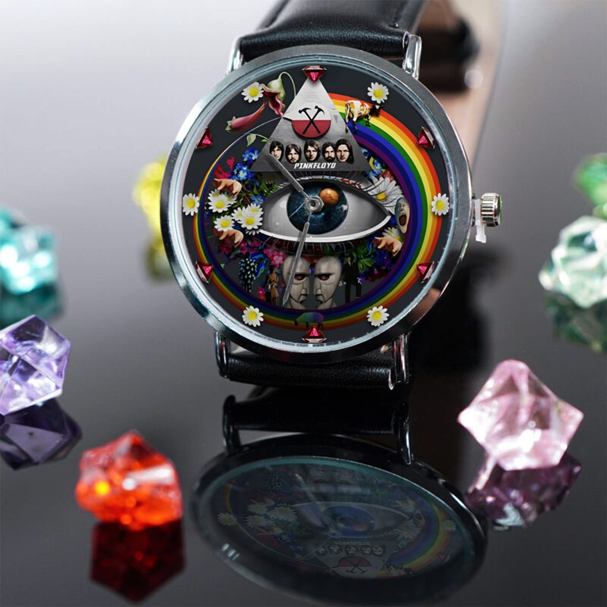 Pink Fl Rockband 60-jähriges Jubiläum - Personalisierte Prism Handuhr