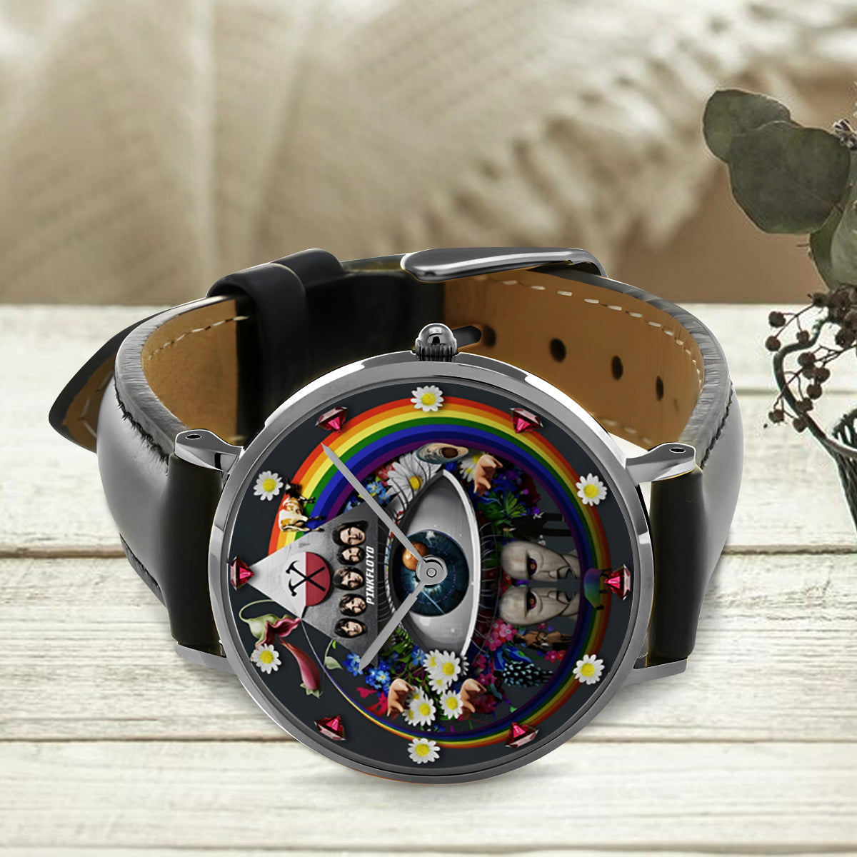 Pink Fl Rockband 60-jähriges Jubiläum - Personalisierte Prism Handuhr