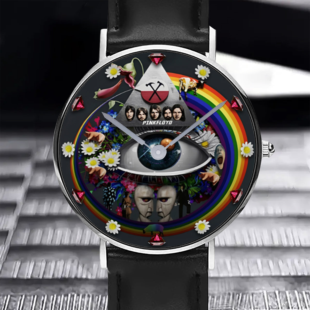 Pink Fl Rockband 60-jähriges Jubiläum - Personalisierte Prism Handuhr