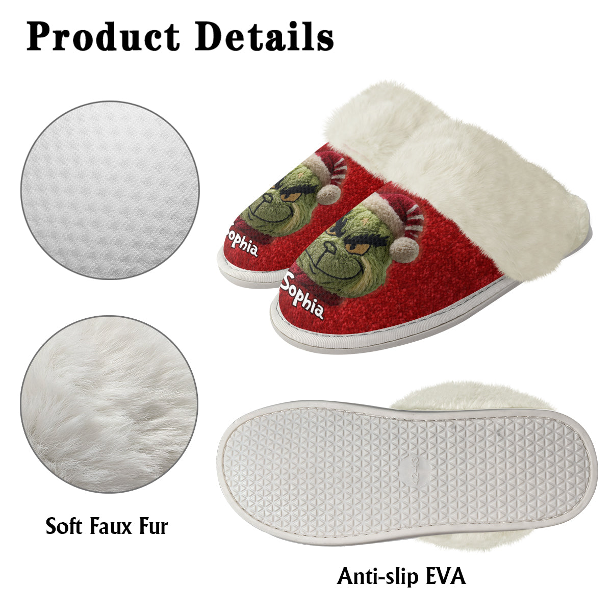 Merry Grinchmas - Personalized Stole Christmas Slippers With Fur Lining