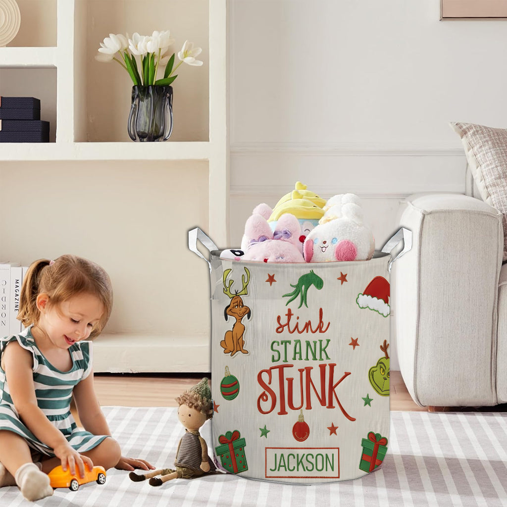 Stink Stank Stunk - Personalized Stole Christmas Storage Basket