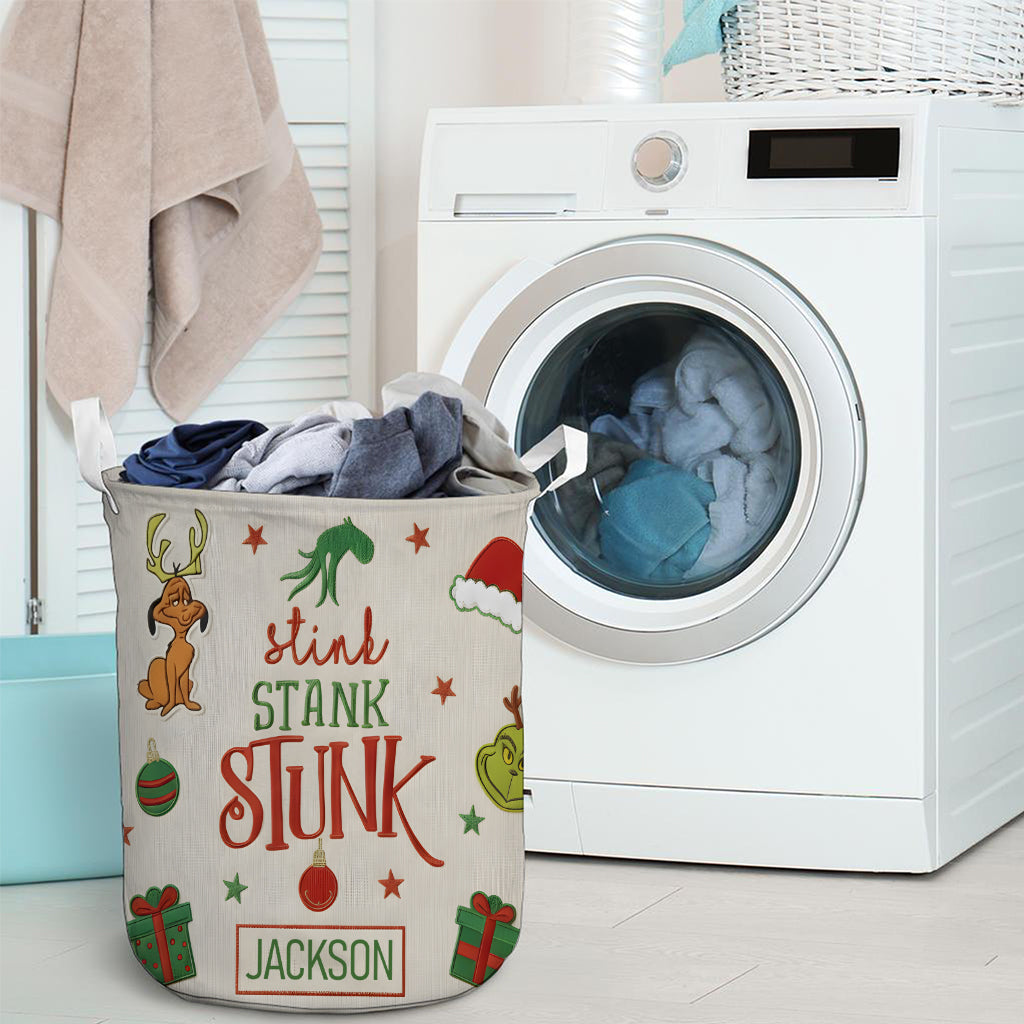 Stink Stank Stunk - Personalized Stole Christmas Storage Basket