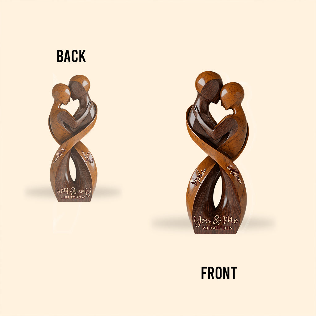 „Du und ich, wir schaffen das“ – personalisierte Acrylplakette in individueller Form für Paare