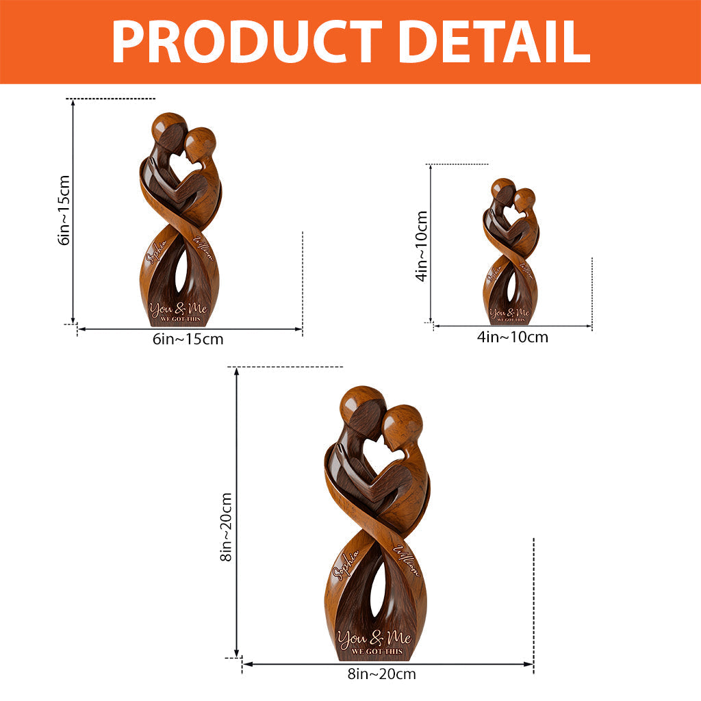 „Du und ich, wir schaffen das“ – personalisierte Acrylplakette in individueller Form für Paare