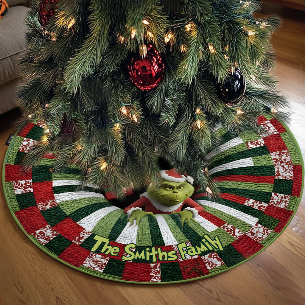 Green Naughty 3D Abyss Christmas Stolen Gifts - Personalized Stole Christmas Tree Skirt