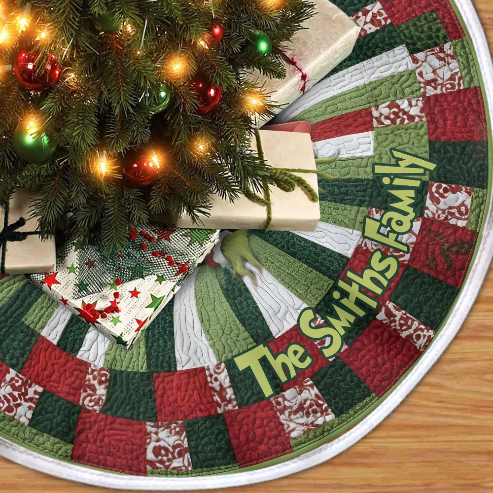 Green Naughty 3D Abyss Christmas Stolen Gifts - Personalized Stole Christmas Tree Skirt