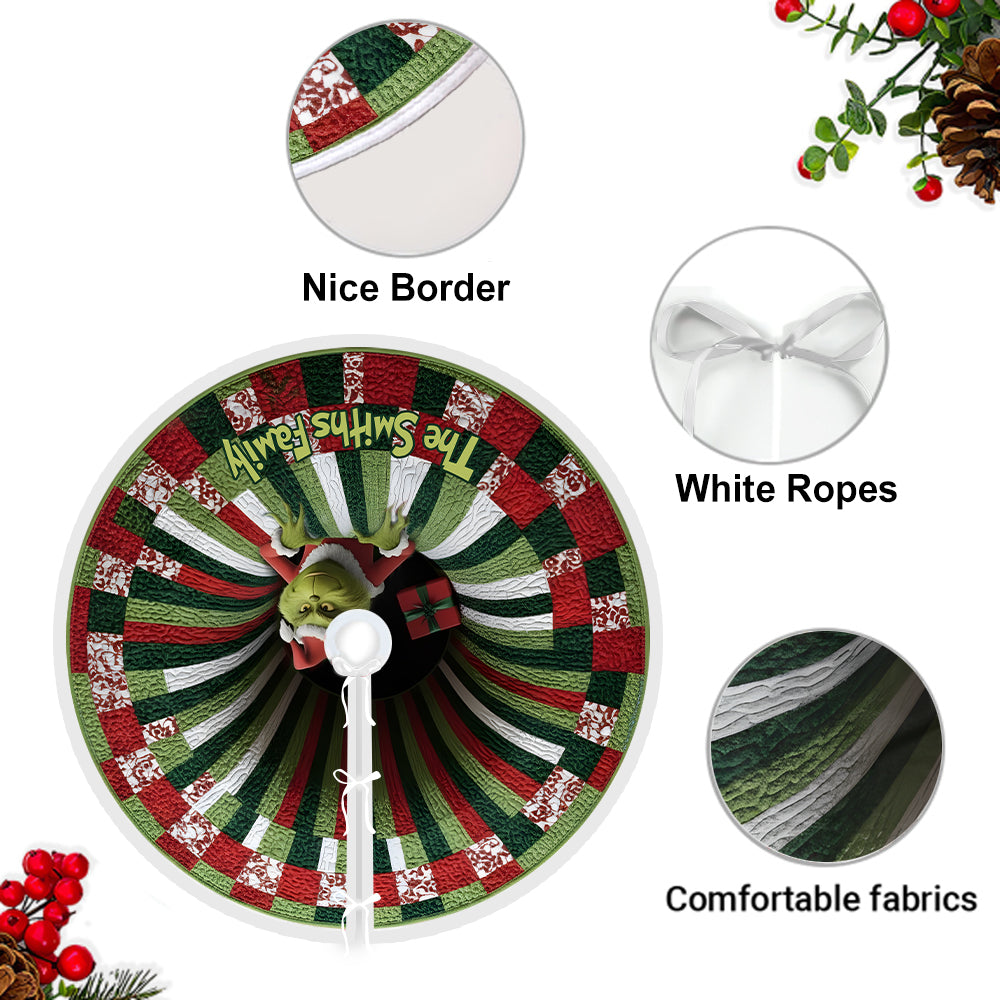 Green Naughty 3D Abyss Christmas Stolen Gifts - Personalized Stole Christmas Tree Skirt