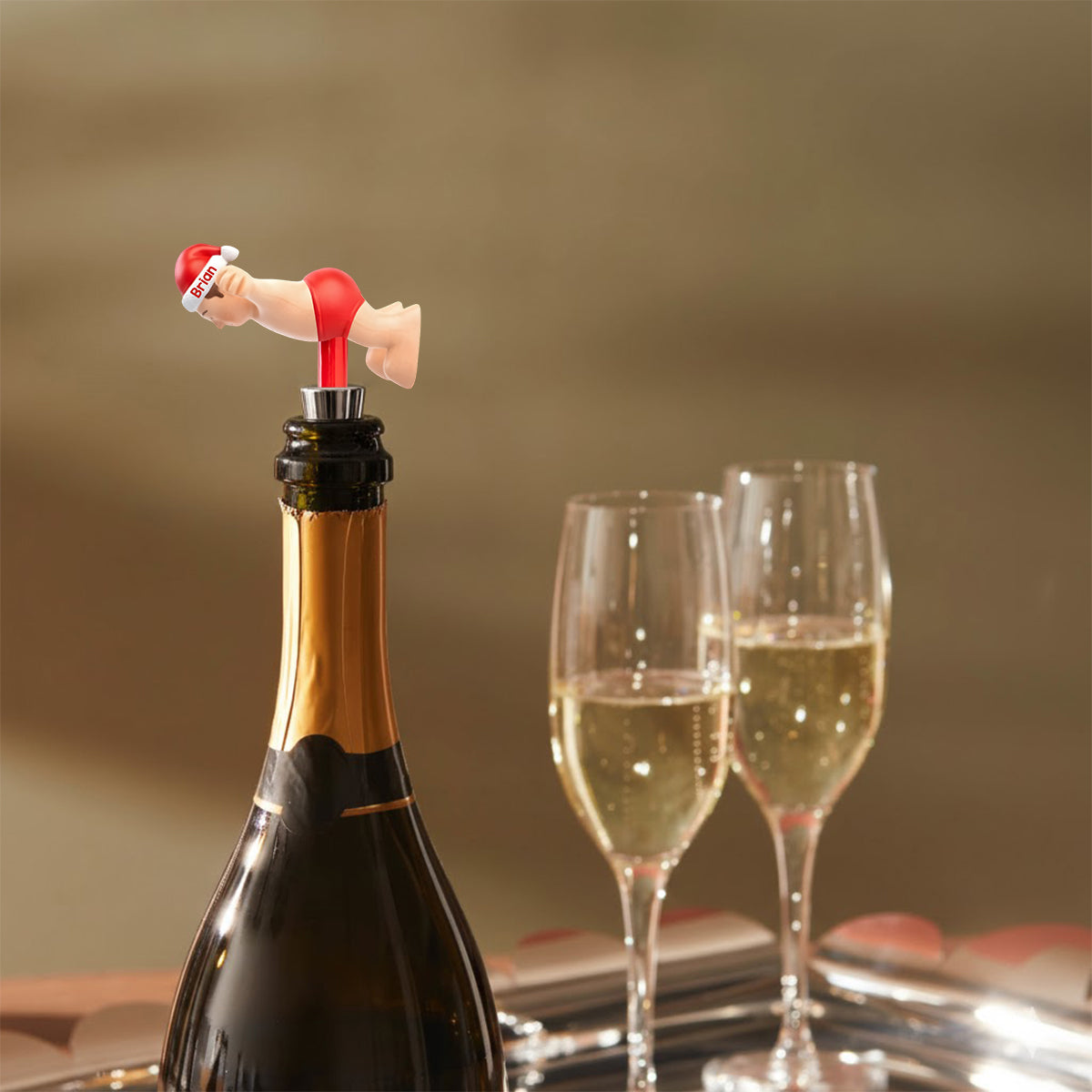 Freches Weihnachten – Das perfekte Weihnachtsgeschenk für ihn – Personalisierter Flaschenverschluss in Stolaform