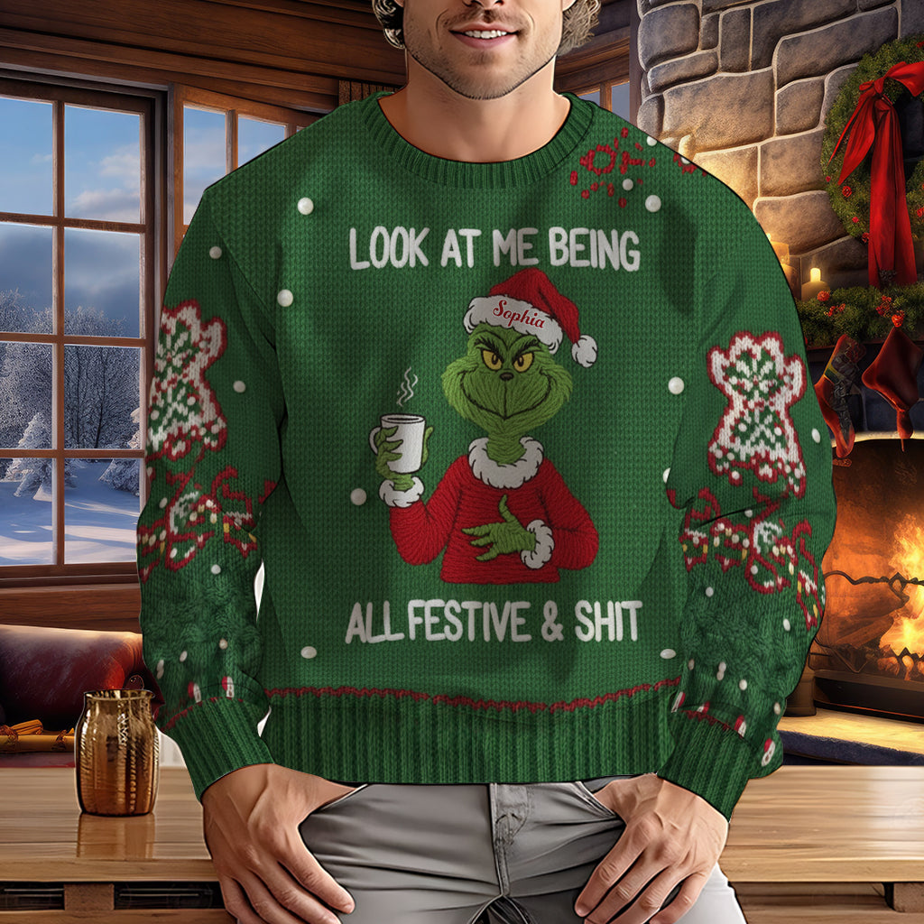 Unartige Weihnachtsstimmung - Personalisierte Stola, hässlicher Weihnachtspullover