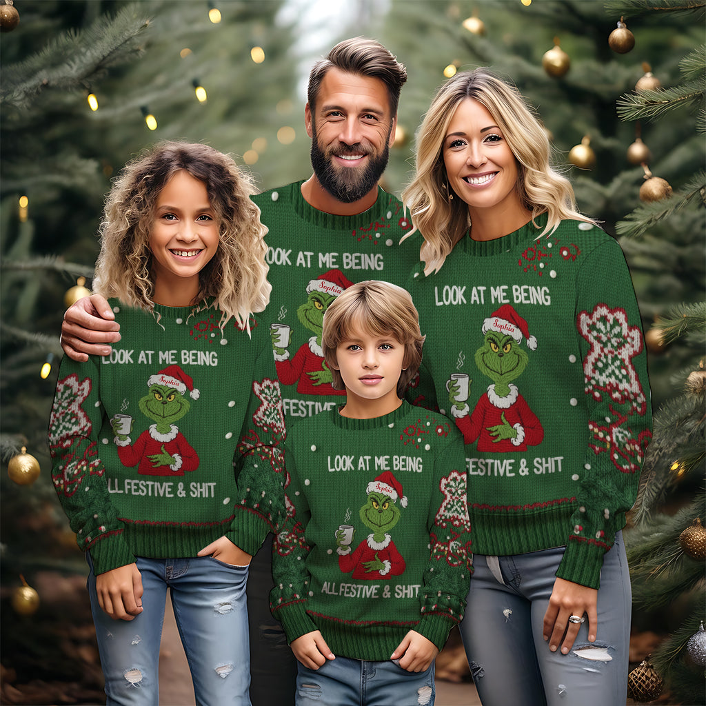 Unartige Weihnachtsstimmung - Personalisierte Stola, hässlicher Weihnachtspullover