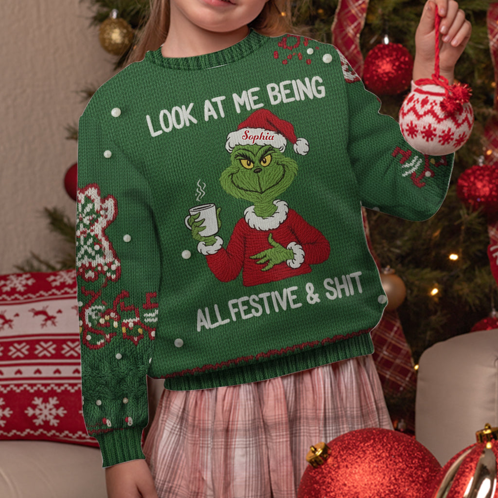Unartige Weihnachtsstimmung - Personalisierte Stola, hässlicher Weihnachtspullover