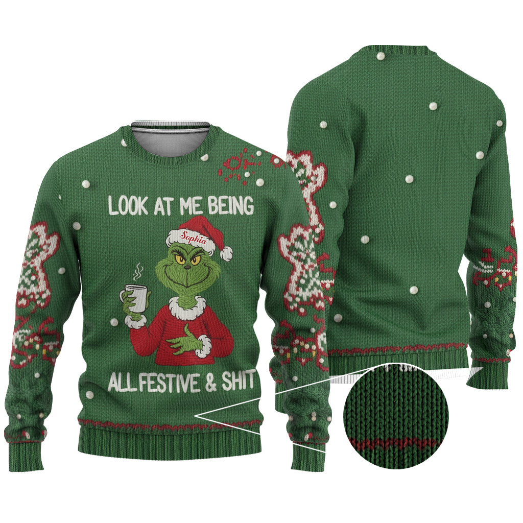 Unartige Weihnachtsstimmung - Personalisierte Stola, hässlicher Weihnachtspullover