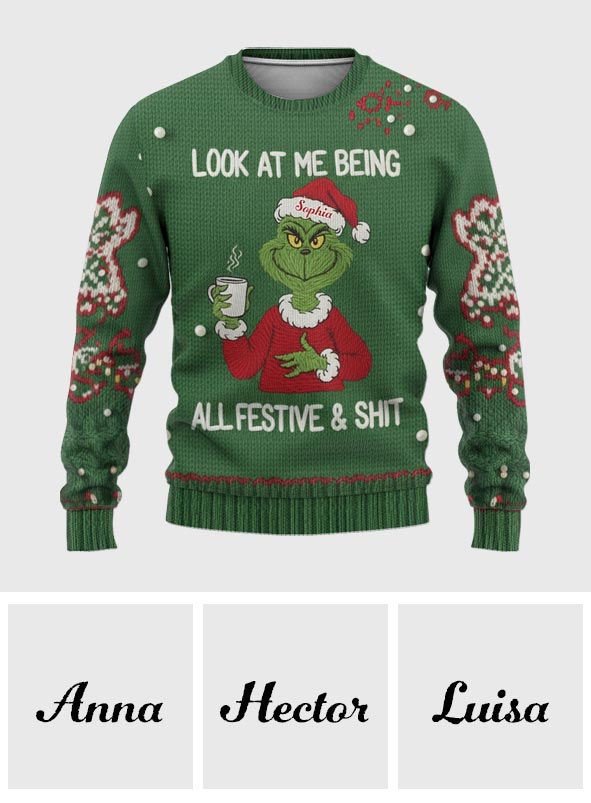Unartige Weihnachtsstimmung - Personalisierte Stola, hässlicher Weihnachtspullover