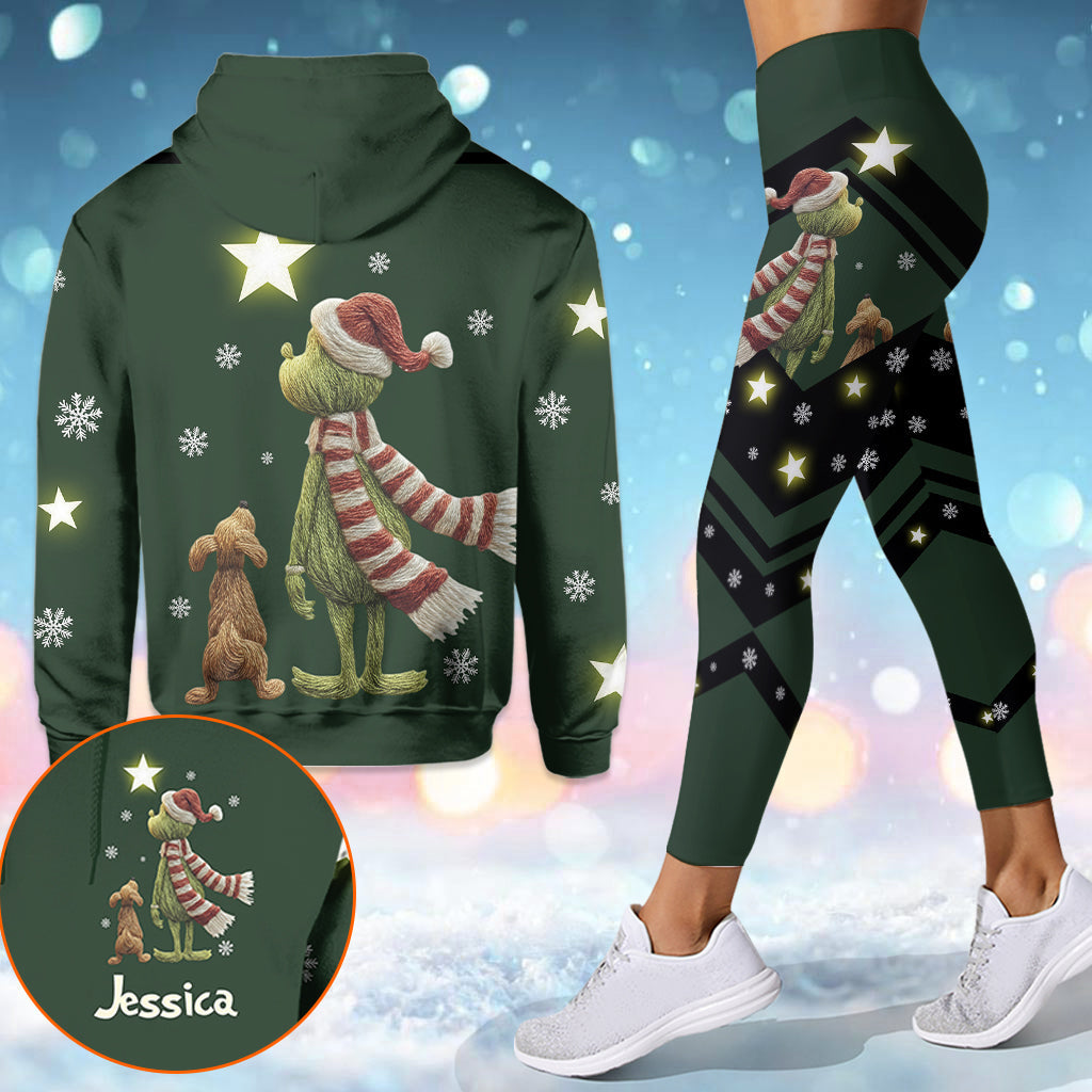 Joyeux Noël ! - Sweat à capuche et legging personnalisés avec étole de Noël