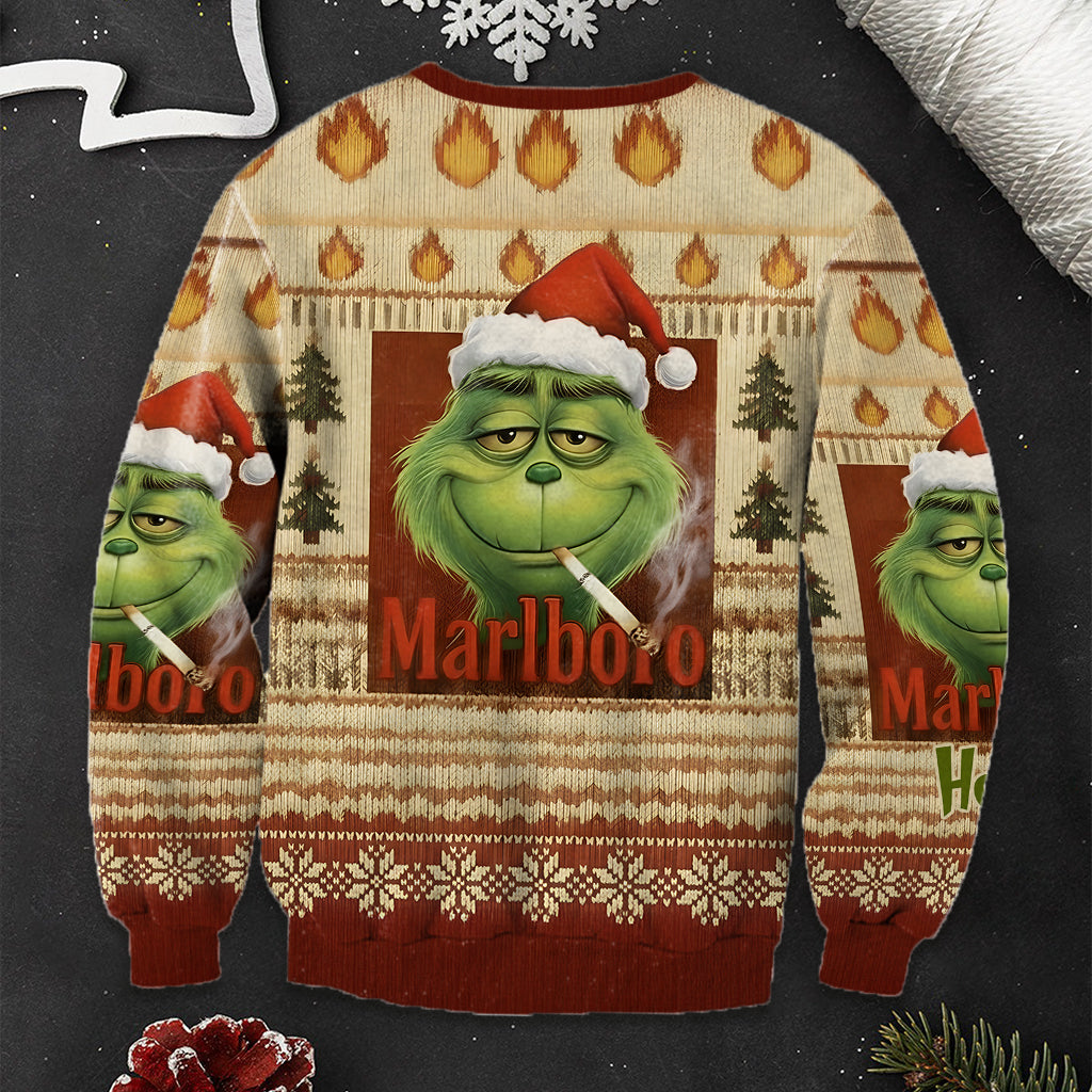 Green Monster Cigarette Christmas Movie - Personalized Stole Christmas Ugly Sweater