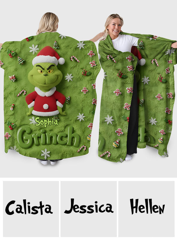 Fröhliche Grinchmas – Personalisierte Stola-Weihnachtsdecke zum Anziehen