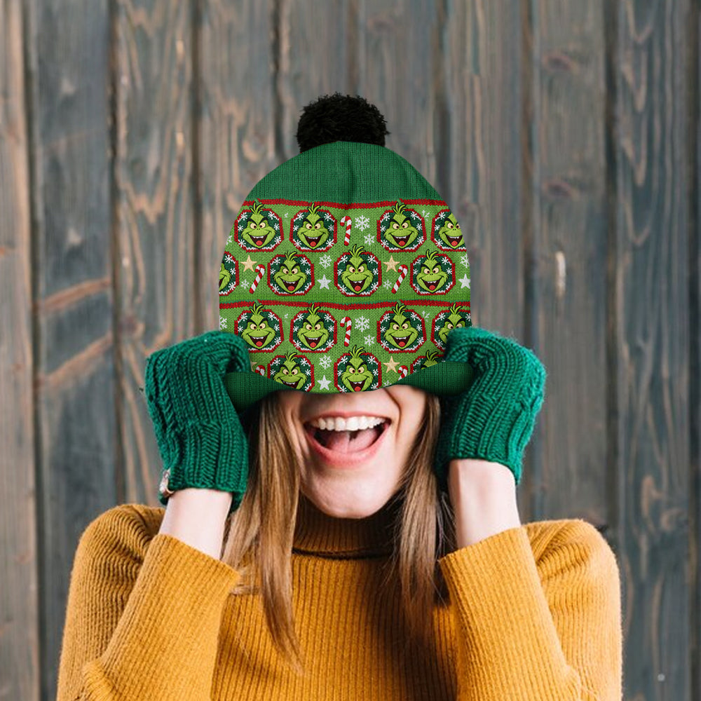 Fröhliche Grinchmassen - Personalisierte Stola-Weihnachtsmütze
