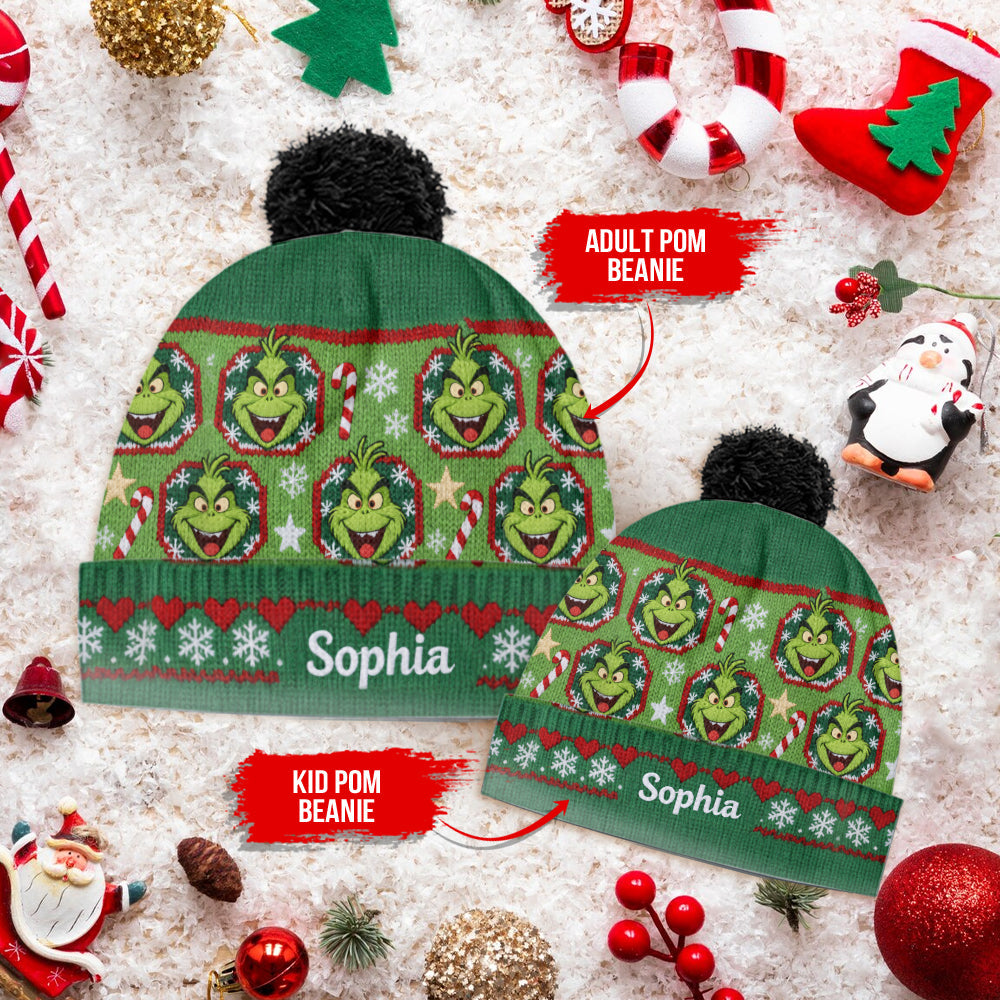 Fröhliche Grinchmassen - Personalisierte Stola-Weihnachtsmütze