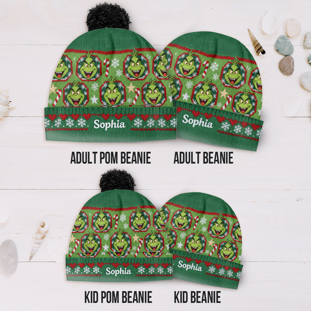 Fröhliche Grinchmassen - Personalisierte Stola-Weihnachtsmütze