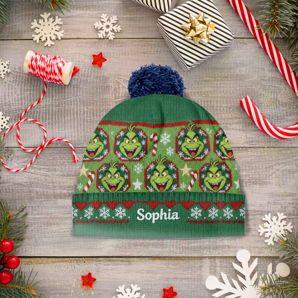 Fröhliche Grinchmassen - Personalisierte Stola-Weihnachtsmütze