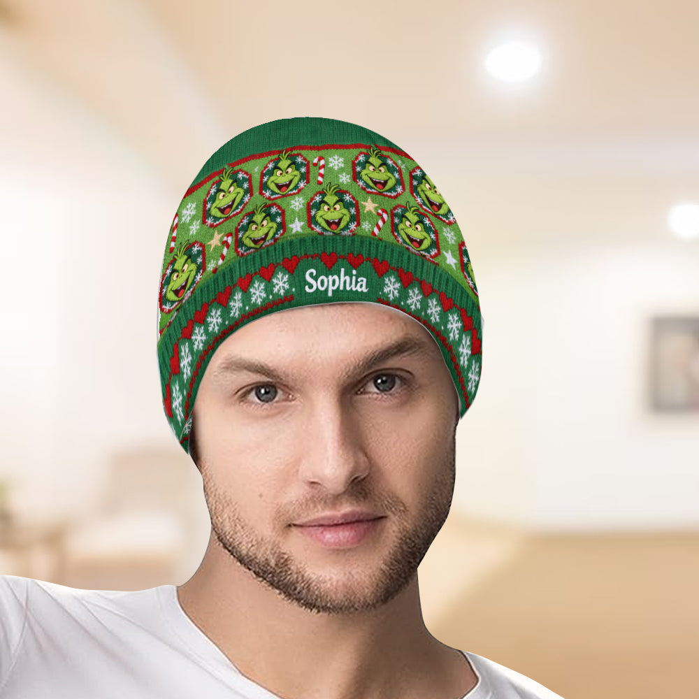 Fröhliche Grinchmassen - Personalisierte Stola-Weihnachtsmütze