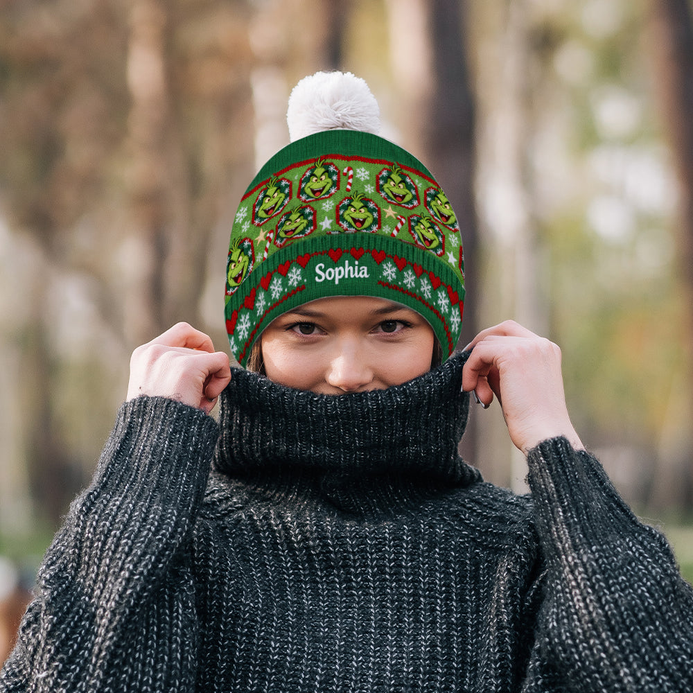 Fröhliche Grinchmassen - Personalisierte Stola-Weihnachtsmütze