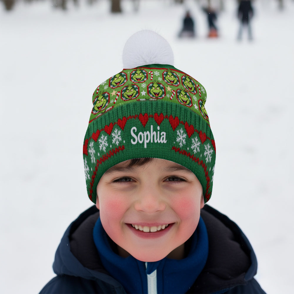 Fröhliche Grinchmassen - Personalisierte Stola-Weihnachtsmütze