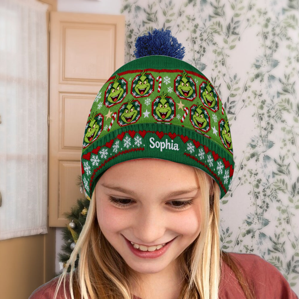 Fröhliche Grinchmassen - Personalisierte Stola-Weihnachtsmütze