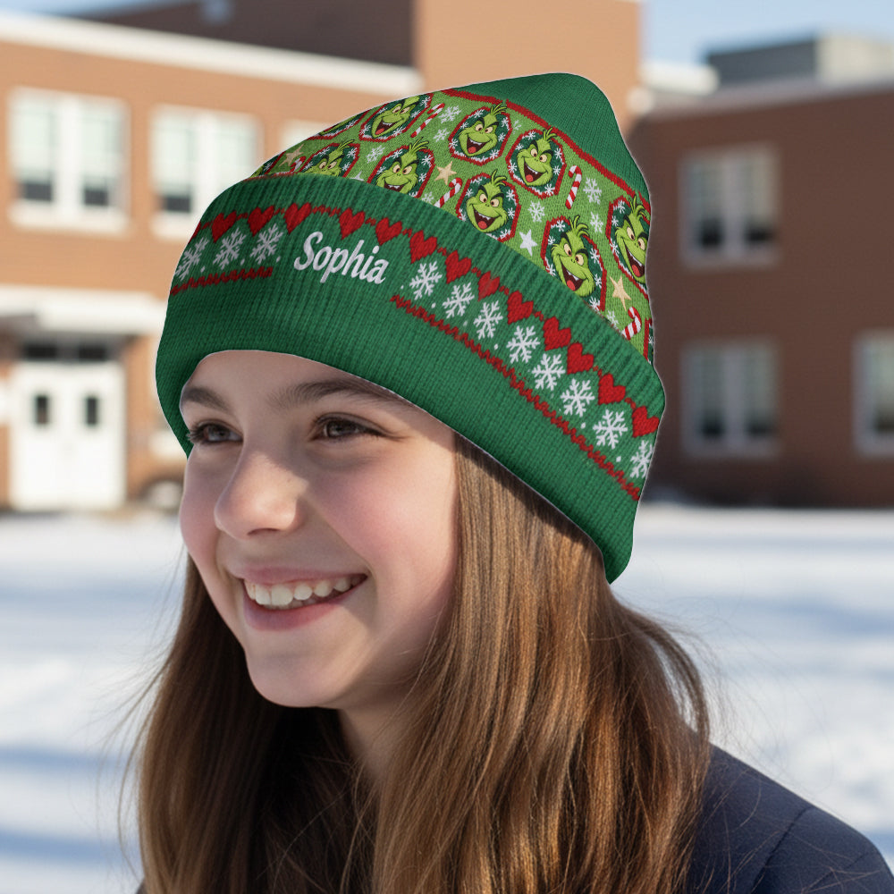 Fröhliche Grinchmassen - Personalisierte Stola-Weihnachtsmütze