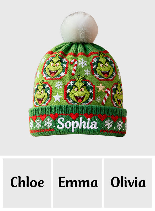 Fröhliche Grinchmassen - Personalisierte Stola-Weihnachtsmütze