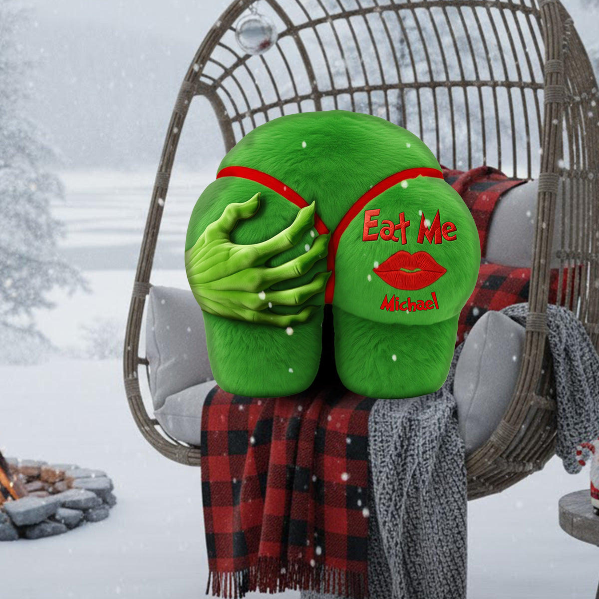 Funny Christmas Gift For Couple - Personalized Stole Christmas Faux Fur Shaped Pillow