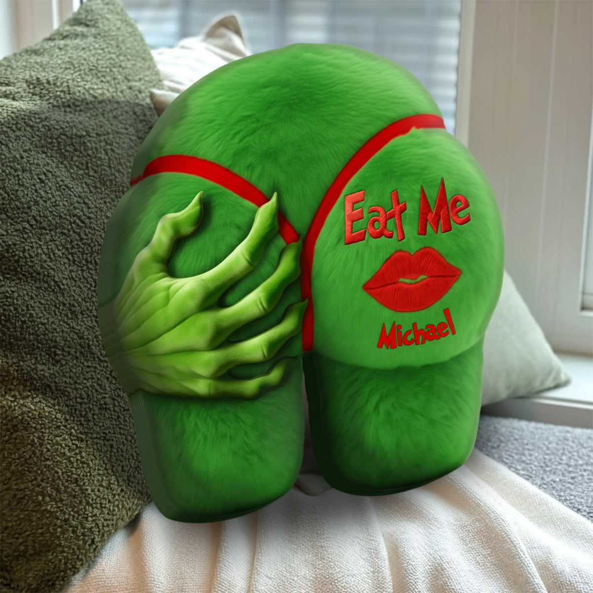 Funny Christmas Gift For Couple - Personalized Stole Christmas Faux Fur Shaped Pillow