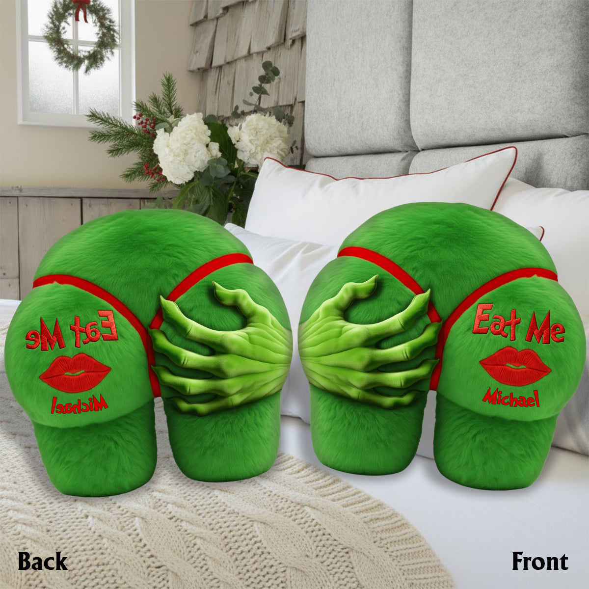 Funny Christmas Gift For Couple - Personalized Stole Christmas Faux Fur Shaped Pillow