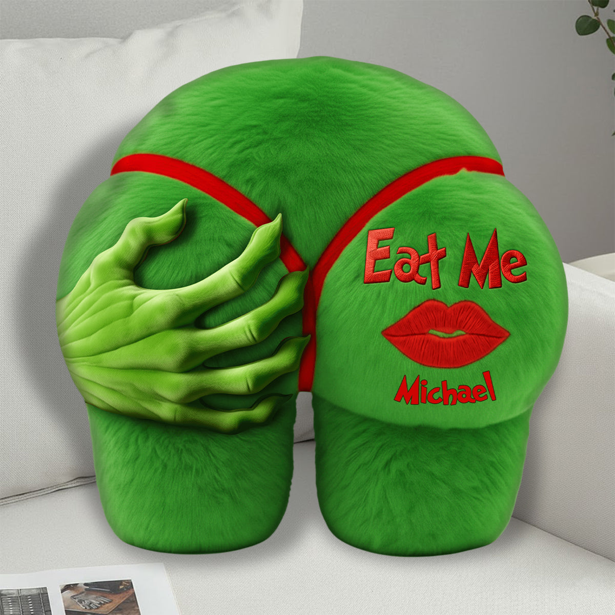 Funny Christmas Gift For Couple - Personalized Stole Christmas Faux Fur Shaped Pillow