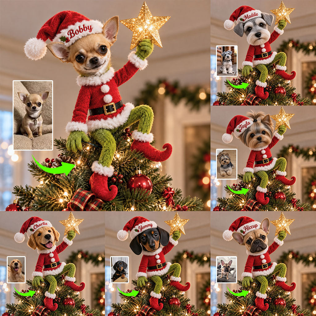 Merry Grinchmas With Any Pet Photo - Personalized Dog Posable Plush Doll