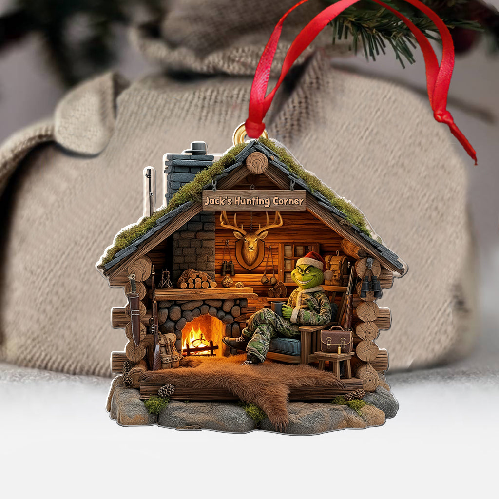 Cabane du chasseur grincheux - Ornement de chasse personnalisé