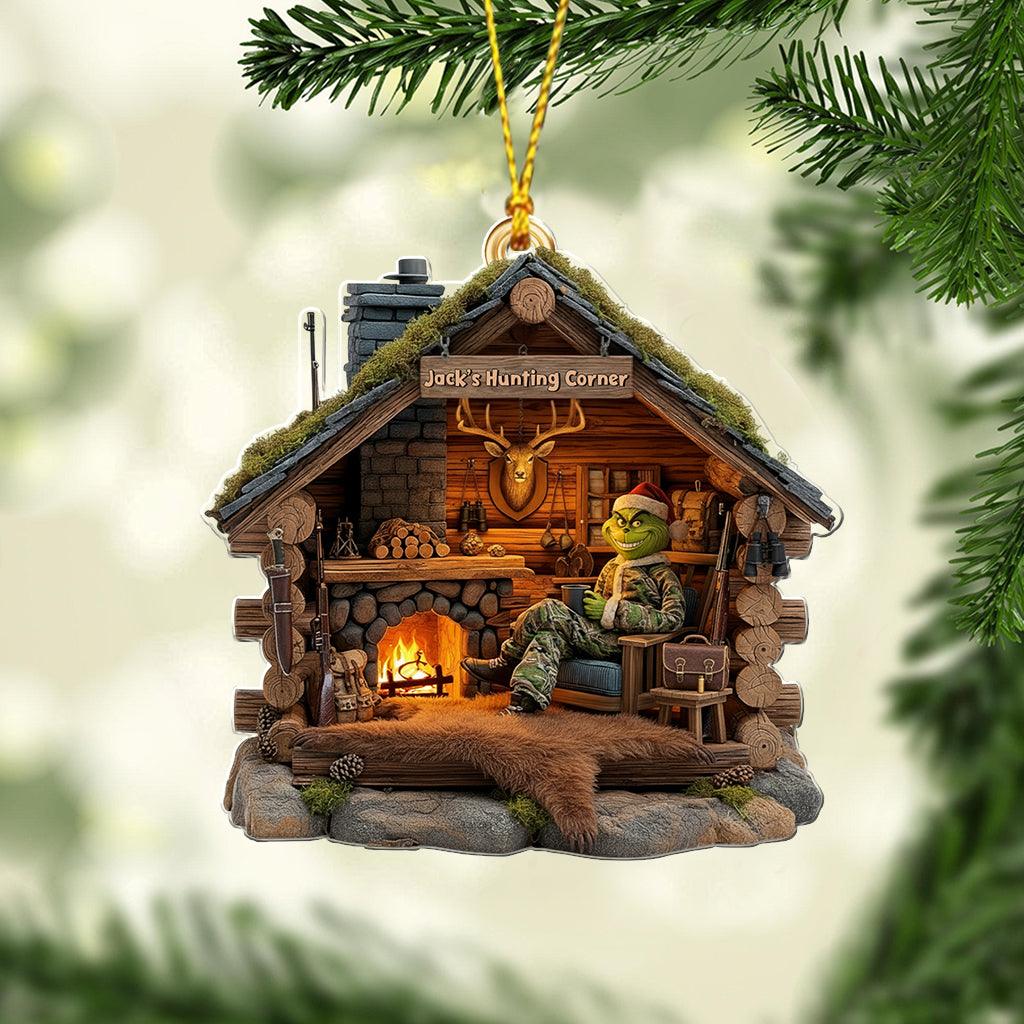 Cabane du chasseur grincheux - Ornement de chasse personnalisé