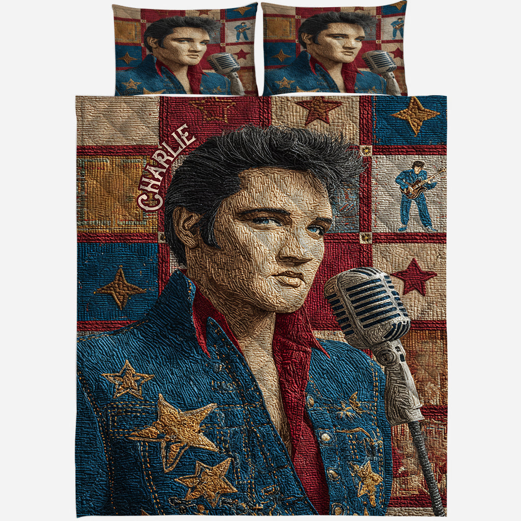 Tu vas me mettre le feu - Ensemble de courtepointe personnalisé Roi du rock and roll