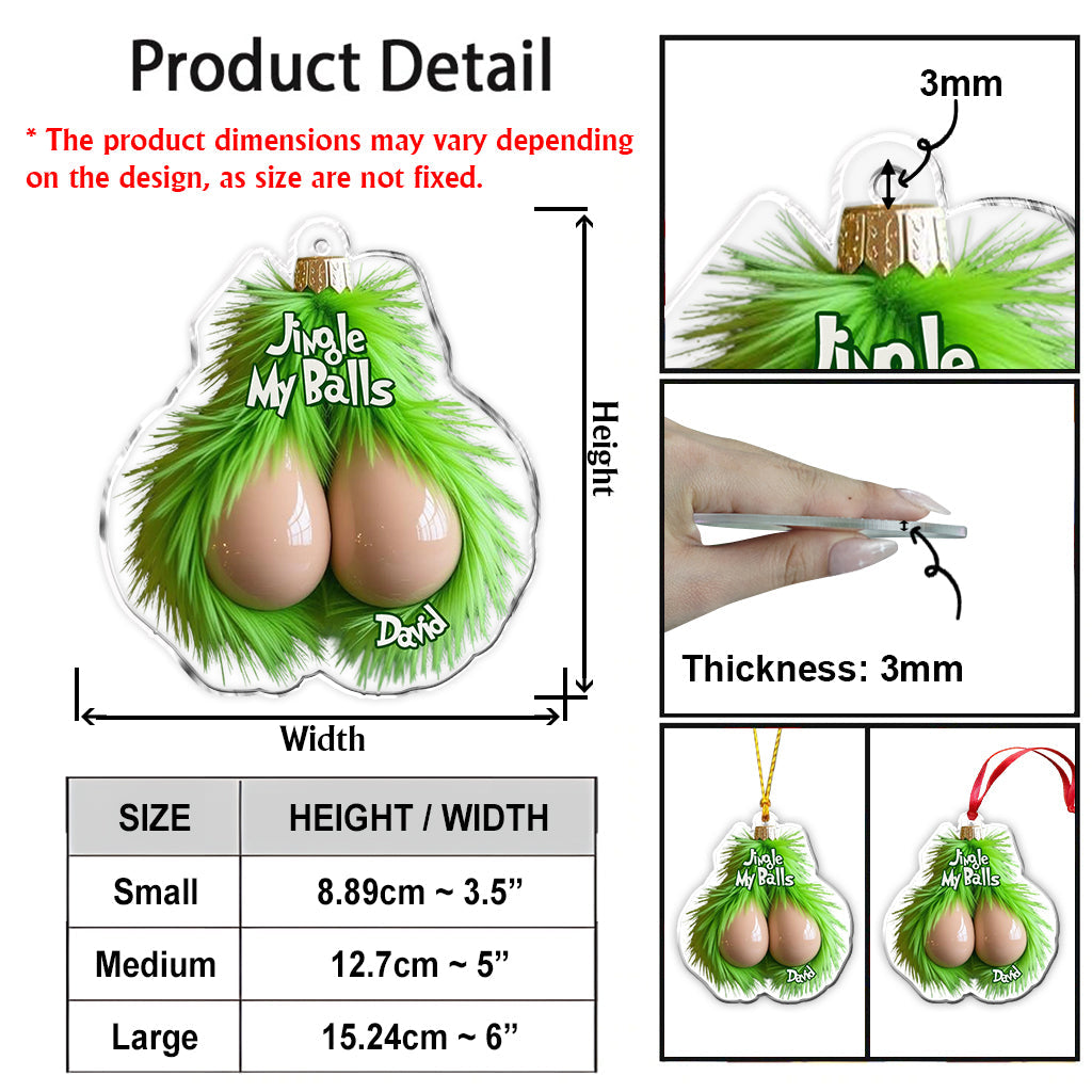 Hairy Green Balls - Personalized Stole Christmas Ornament