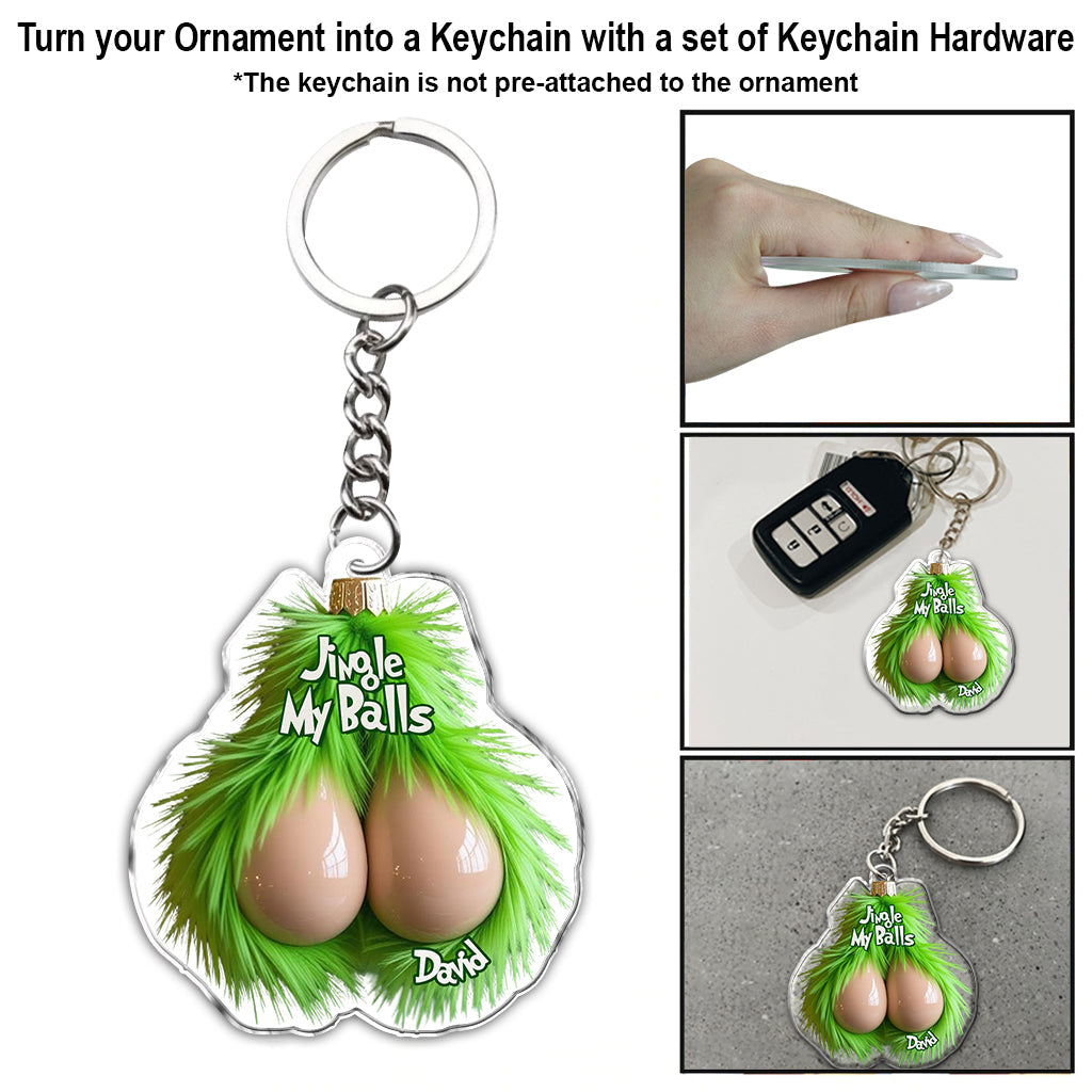 Hairy Green Balls - Personalized Stole Christmas Ornament